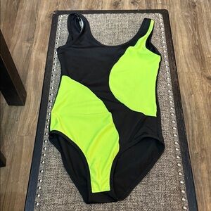 Black and Neon Green Gymnastics Leotard